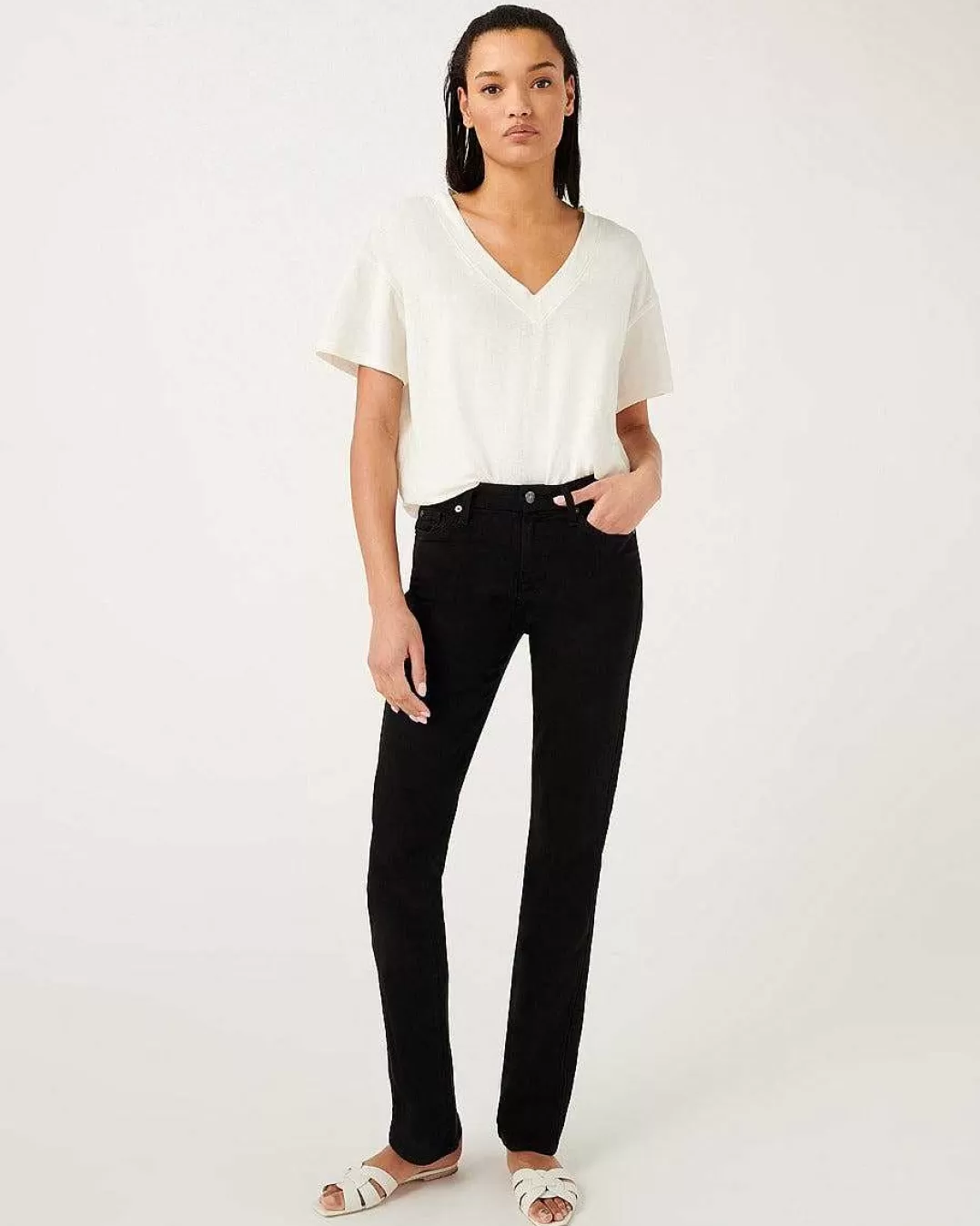 7 For All Mankind Jeans*B(Air) Denim Kimmie Droit En Noir Bairnoir