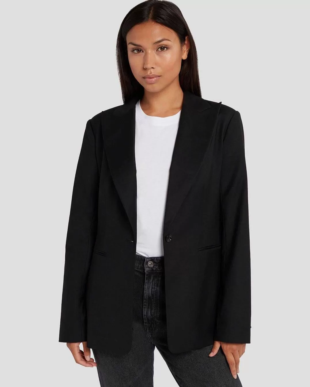 7 For All Mankind Vestes Et Manteaux*Blazer A Simple Boutonnage Noir