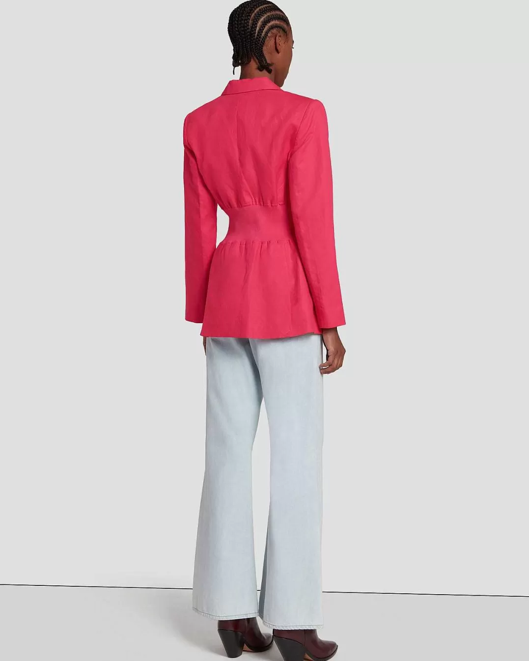 7 For All Mankind Vestes Et Manteaux*Blazer En Lin A Taille Cintree Geranium