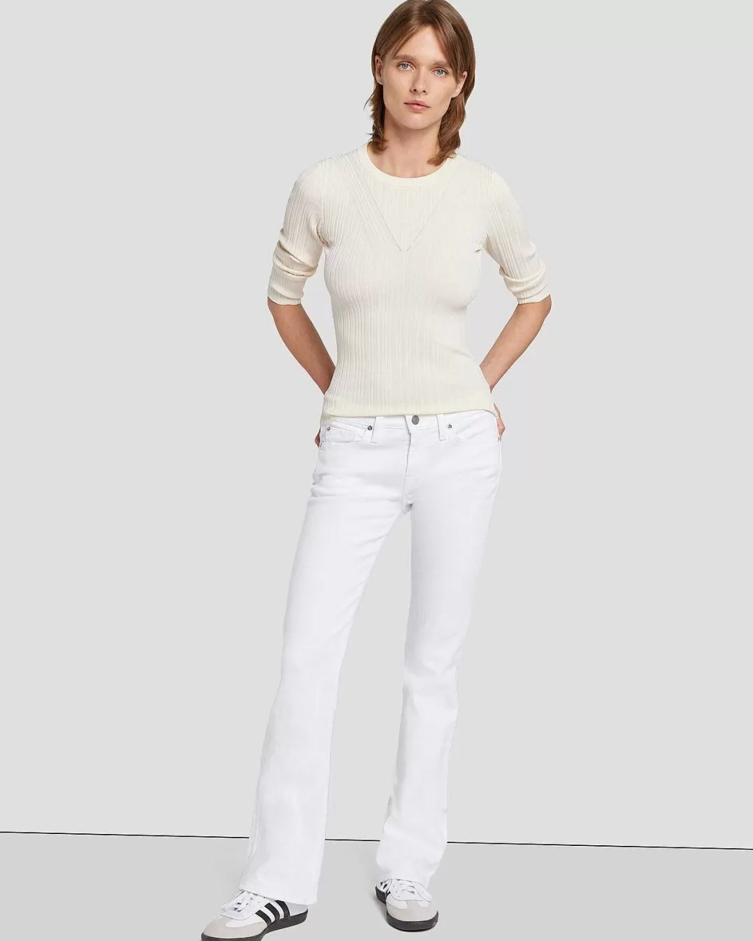 7 For All Mankind Jeans*Bootcut Original En Serge Casse Blanc