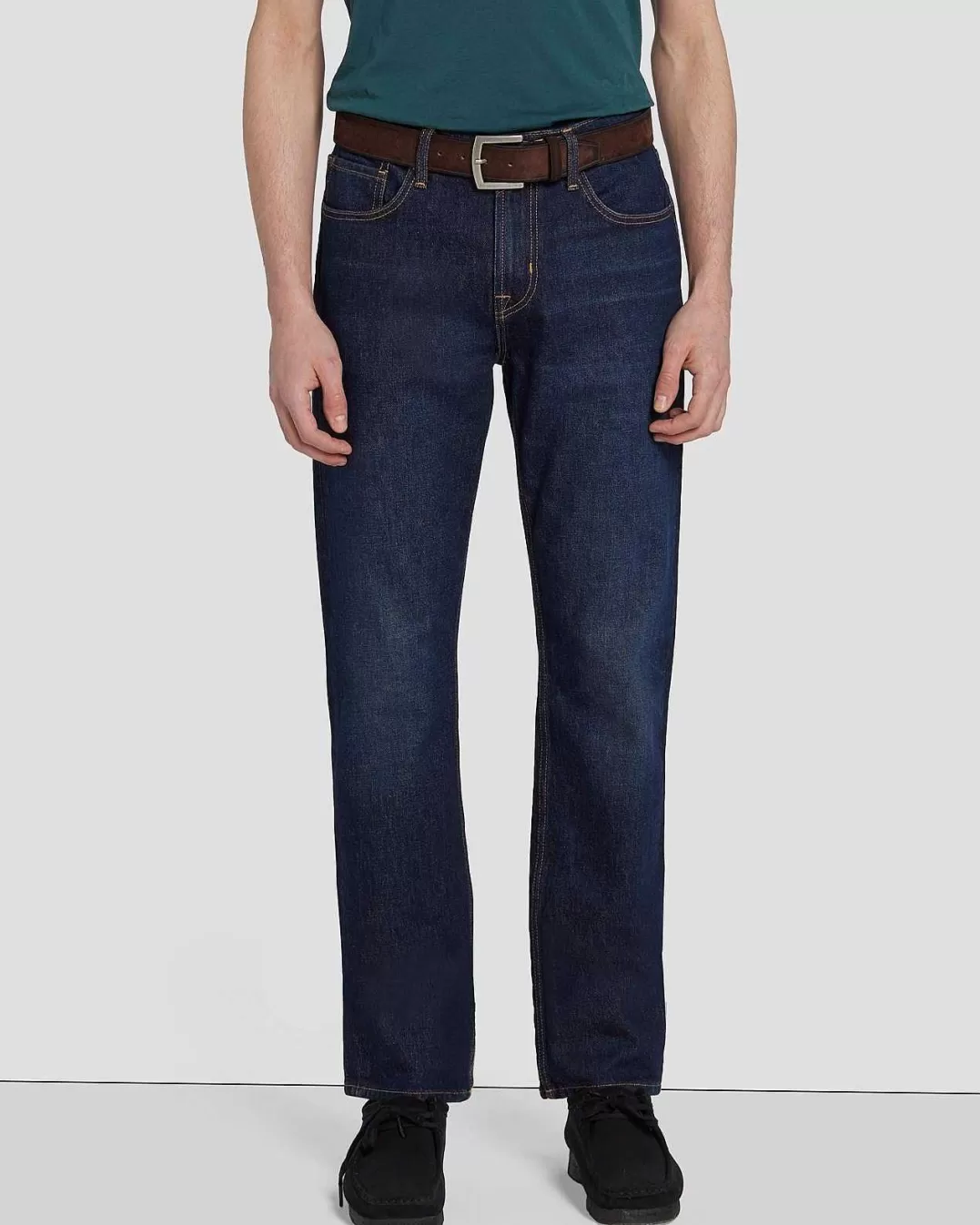 7 For All Mankind *Ceinture Classique En Daim Marron Fonce