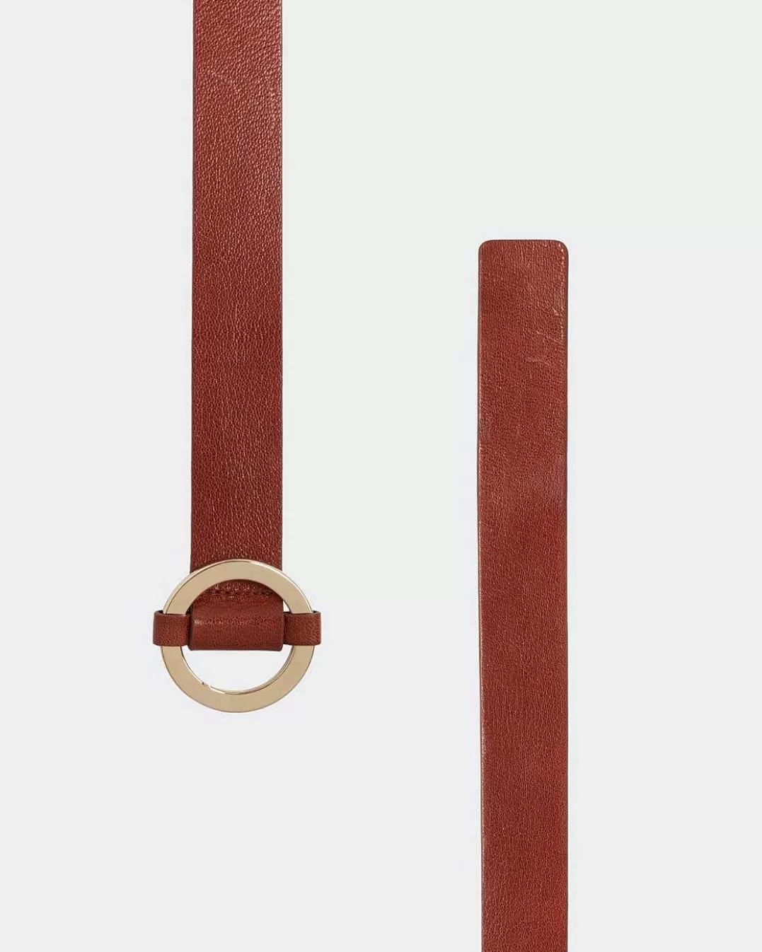 7 For All Mankind *Ceinture En Cuir Avec Boucle A Anneau Cognac