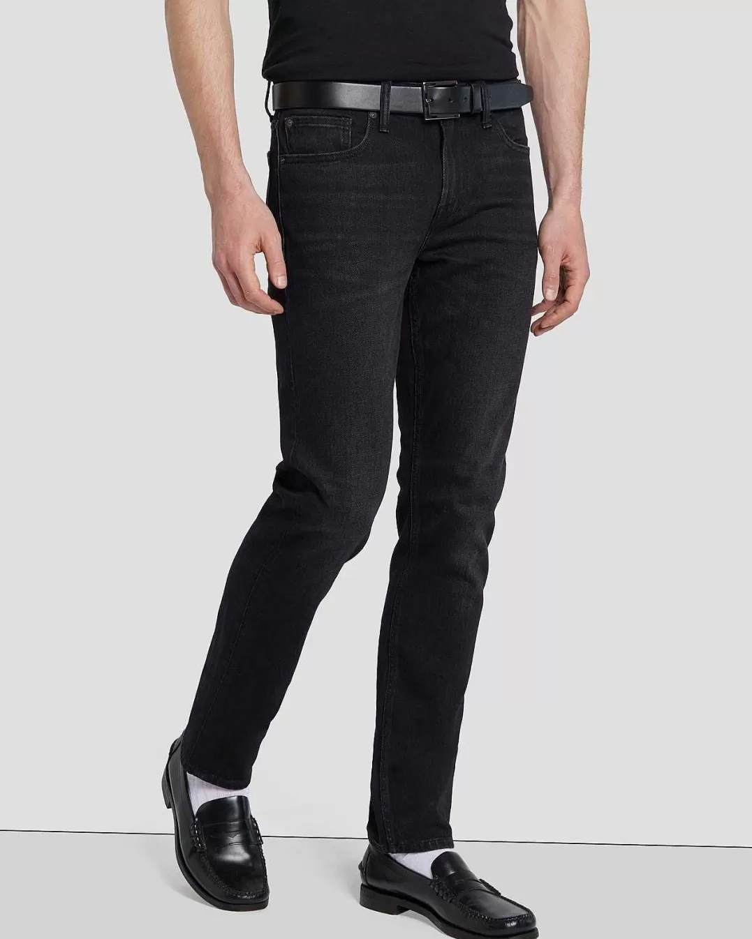 7 For All Mankind *Ceinture En Cuir Classique Noir