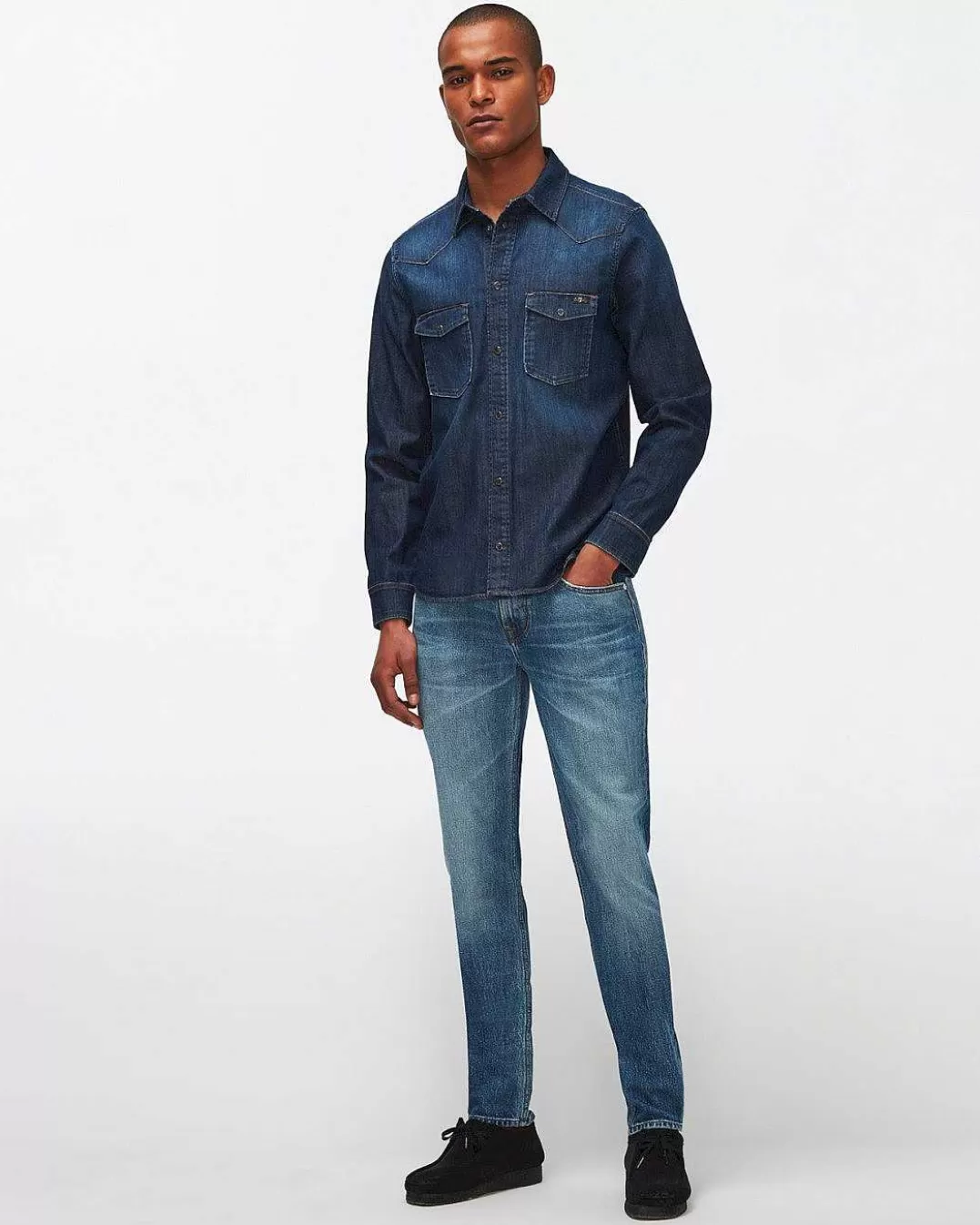 7 For All Mankind Chemises*Chemise Western Stretch Tek En Elementaire