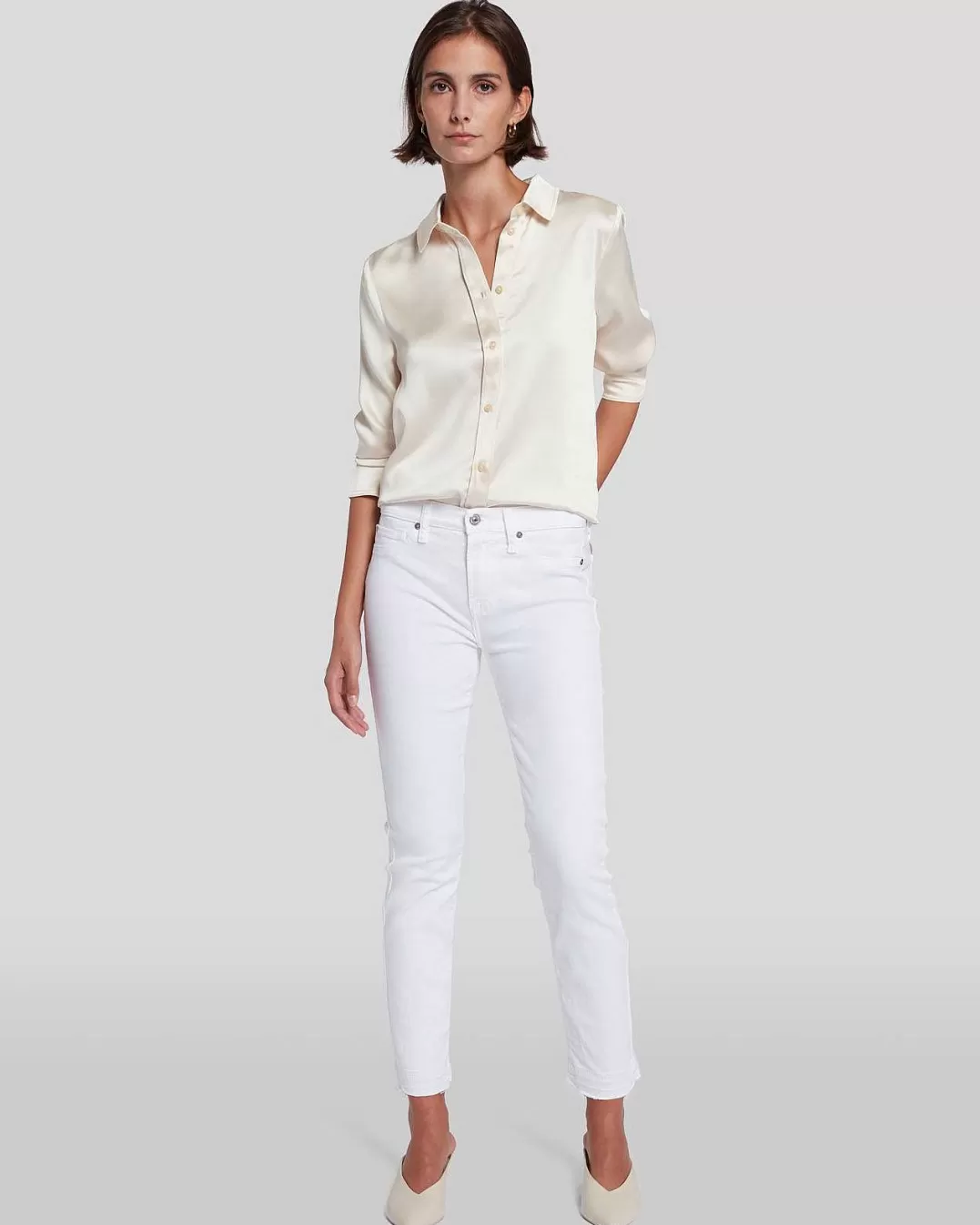 7 For All Mankind Jeans*Cheville Roxanne Avec Ourlet Brut En Blanc Fashion Quelle Mode