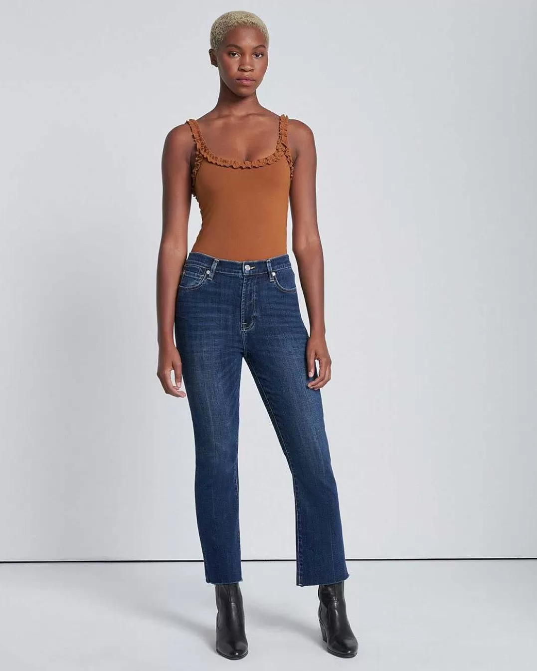 7 For All Mankind Jeans*Coupe Ajustee Taille Haute En Serge Brise Chapelier Fou