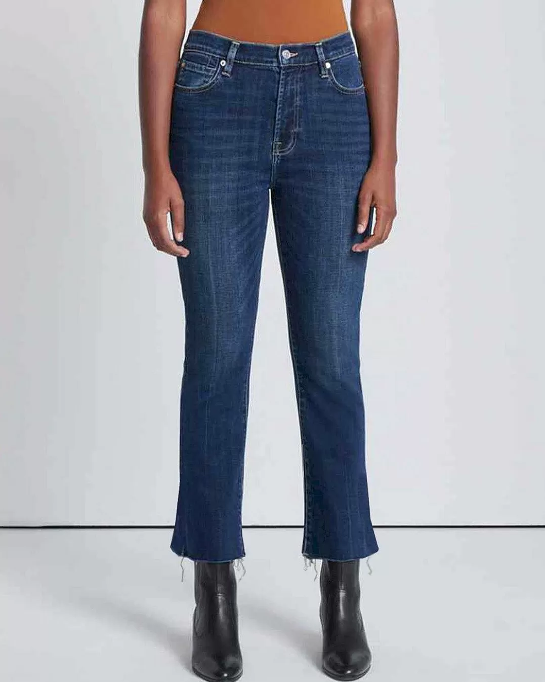 7 For All Mankind Jeans*Coupe Ajustee Taille Haute En Serge Brise Chapelier Fou