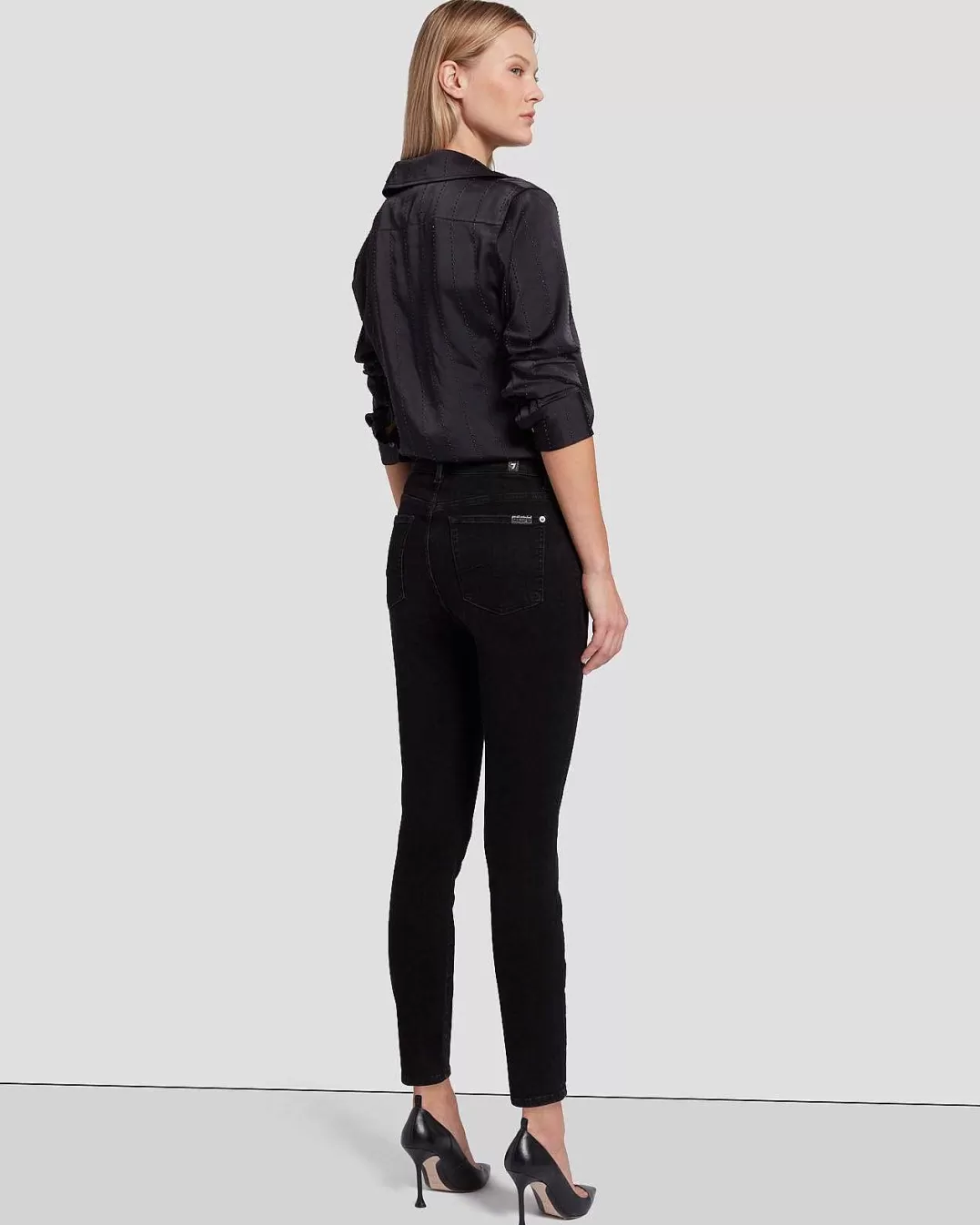 7 For All Mankind Jeans*Jean Skinny Taille Haute A La Cheville Rose Noire