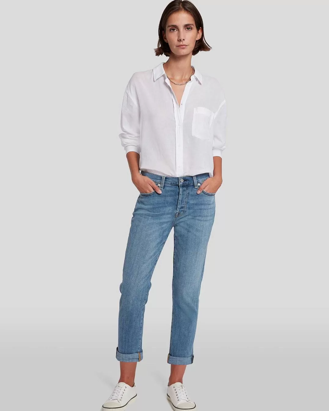 7 For All Mankind Jeans*Josefina En Serge Casse Dans Une Lumiere Vive Brtltbrktl