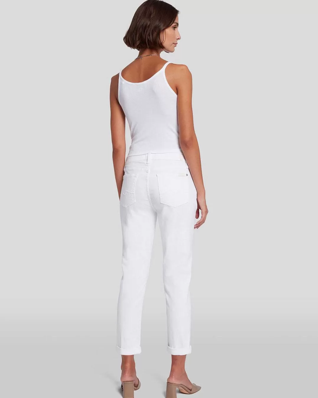 7 For All Mankind Jeans*Josefina En Serge Casse En Blanc Bk Twl Wht