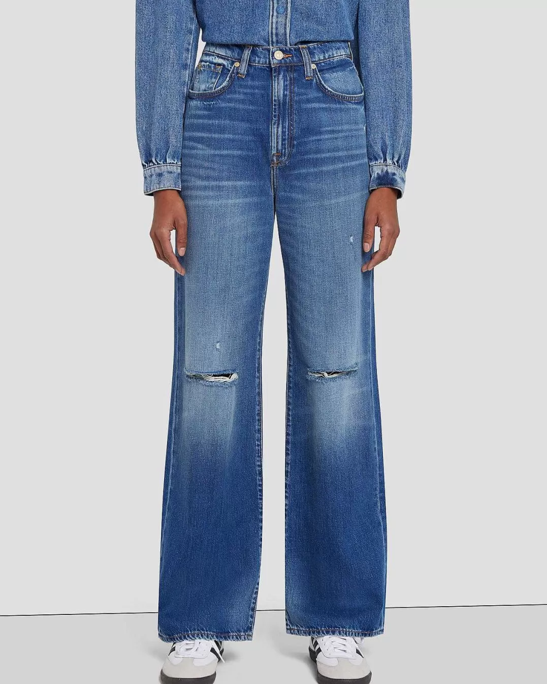 7 For All Mankind Jeans*Mankind Kate Modern Directement Dans Ardoise