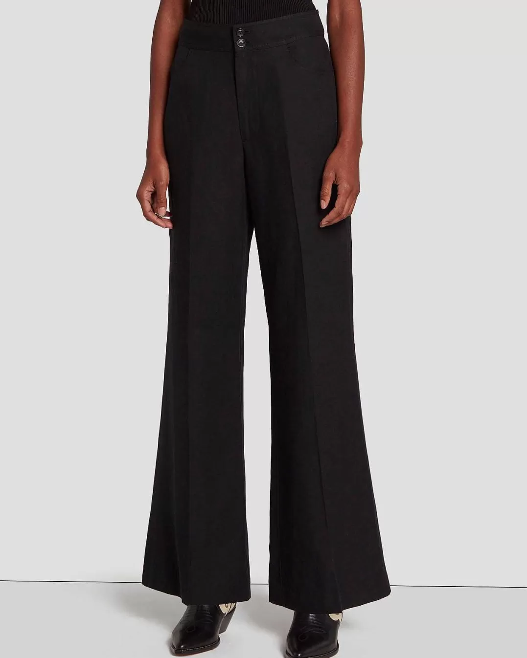 7 For All Mankind Pantalon*Pantalon En Lin Modern Dojo Noir