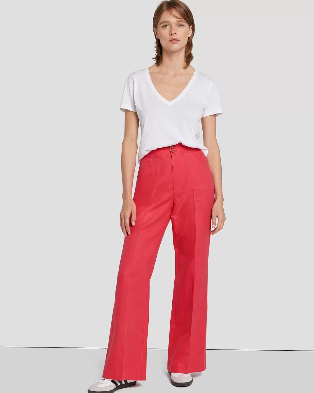 7 For All Mankind Pantalon*Pantalon En Lin Modern Dojo Geranium