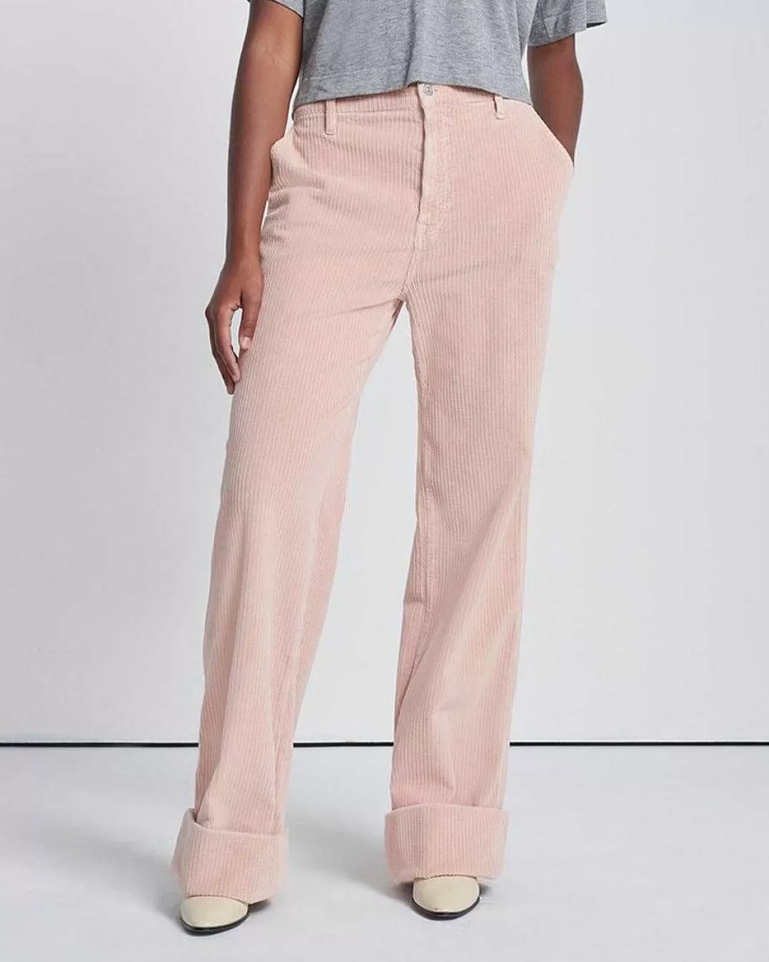 7 For All Mankind Pantalon*Pantalon Facile En Velours Cotele Camee Rose