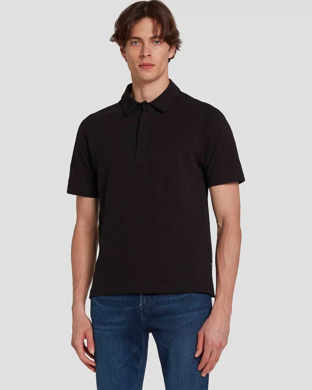 7 For All Mankind Chemises*Polo En Tricot Pique Noir