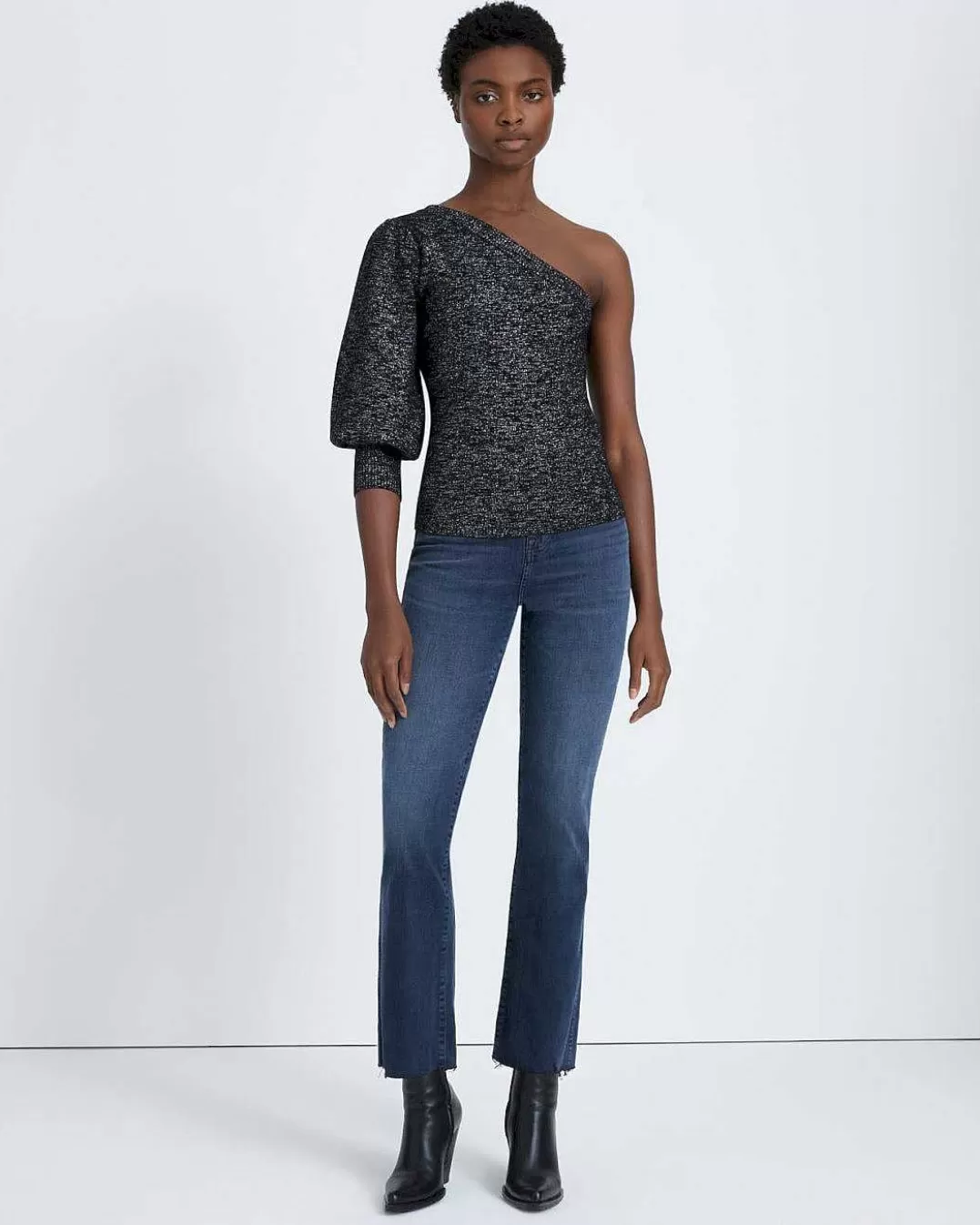 7 For All Mankind Chandails*Pull Asymetrique Noir Metallise