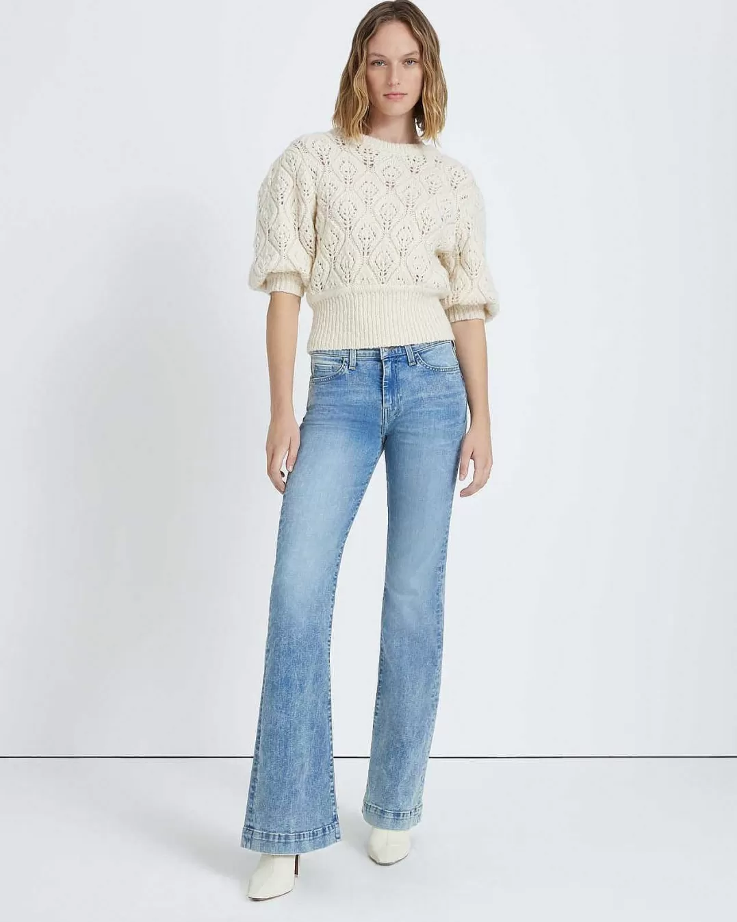 7 For All Mankind Chandails*Pull En Pointelle Creme