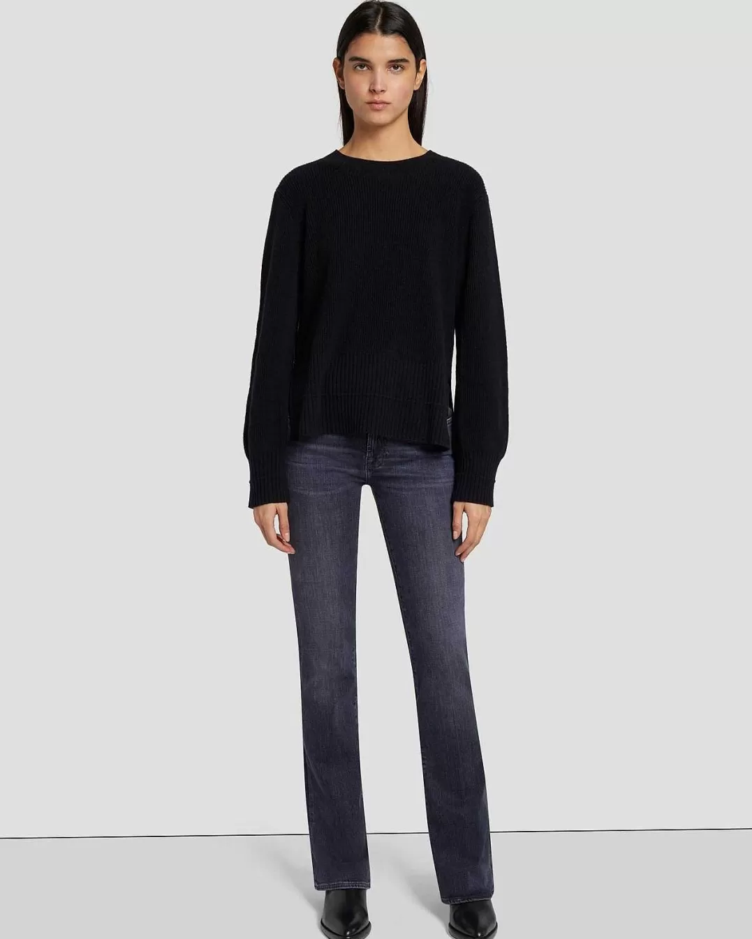 7 For All Mankind Chandails*Pull Ras Du Cou En Cachemire Noir