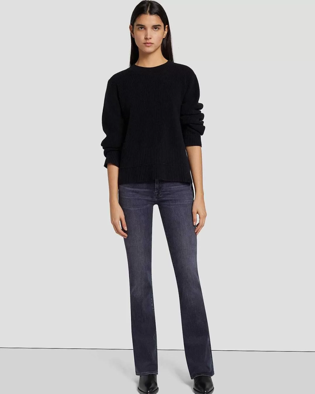 7 For All Mankind Chandails*Pull Ras Du Cou En Cachemire Noir