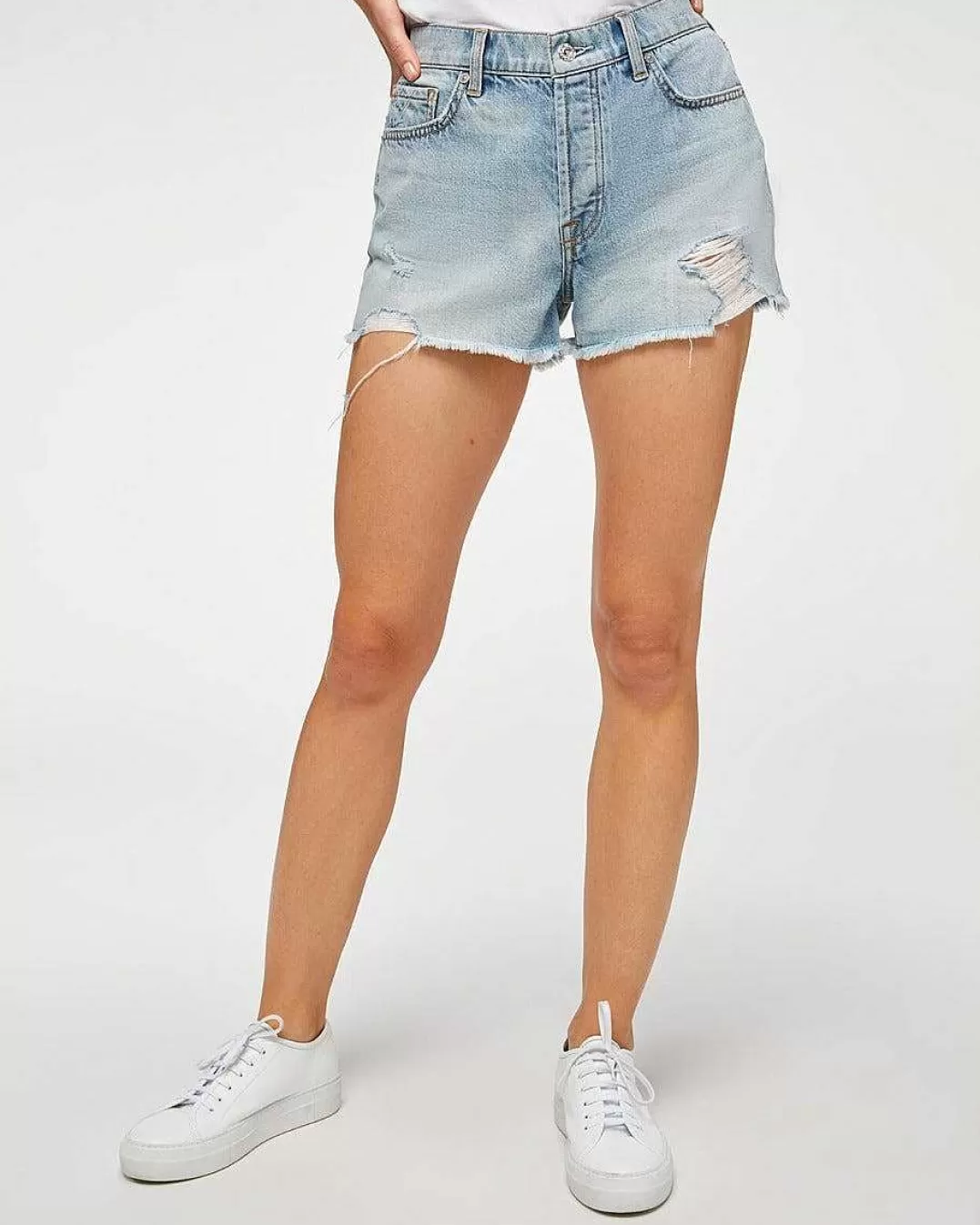 7 For All Mankind Jeans*Short Coupe Monroe En Bleu Cosmique Rigide Cosmicblri