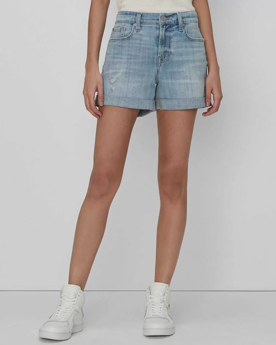 7 For All Mankind Jeans*Short Mi-Rouleau En Serge Brise En Destruction Coco Prive