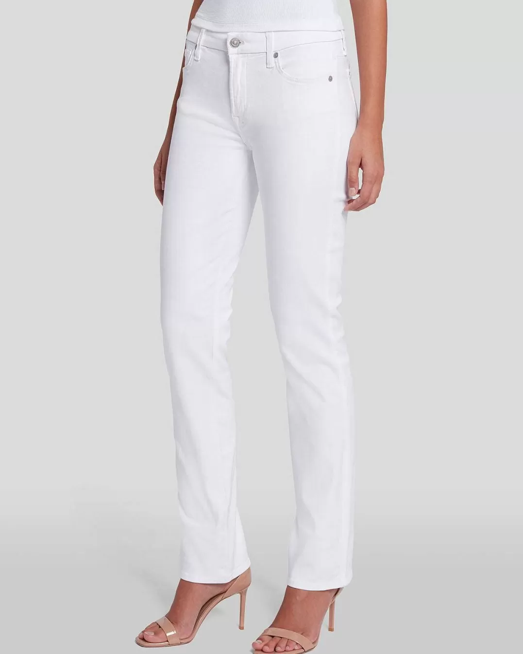 7 For All Mankind Jeans*Slim Illusion Kimmie Directement Dans Blanc Luxueux