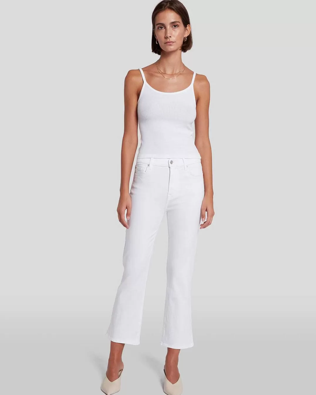 7 For All Mankind Jeans*Slim Illusion Taille Haute Slim Kick In Blanc Luxueux