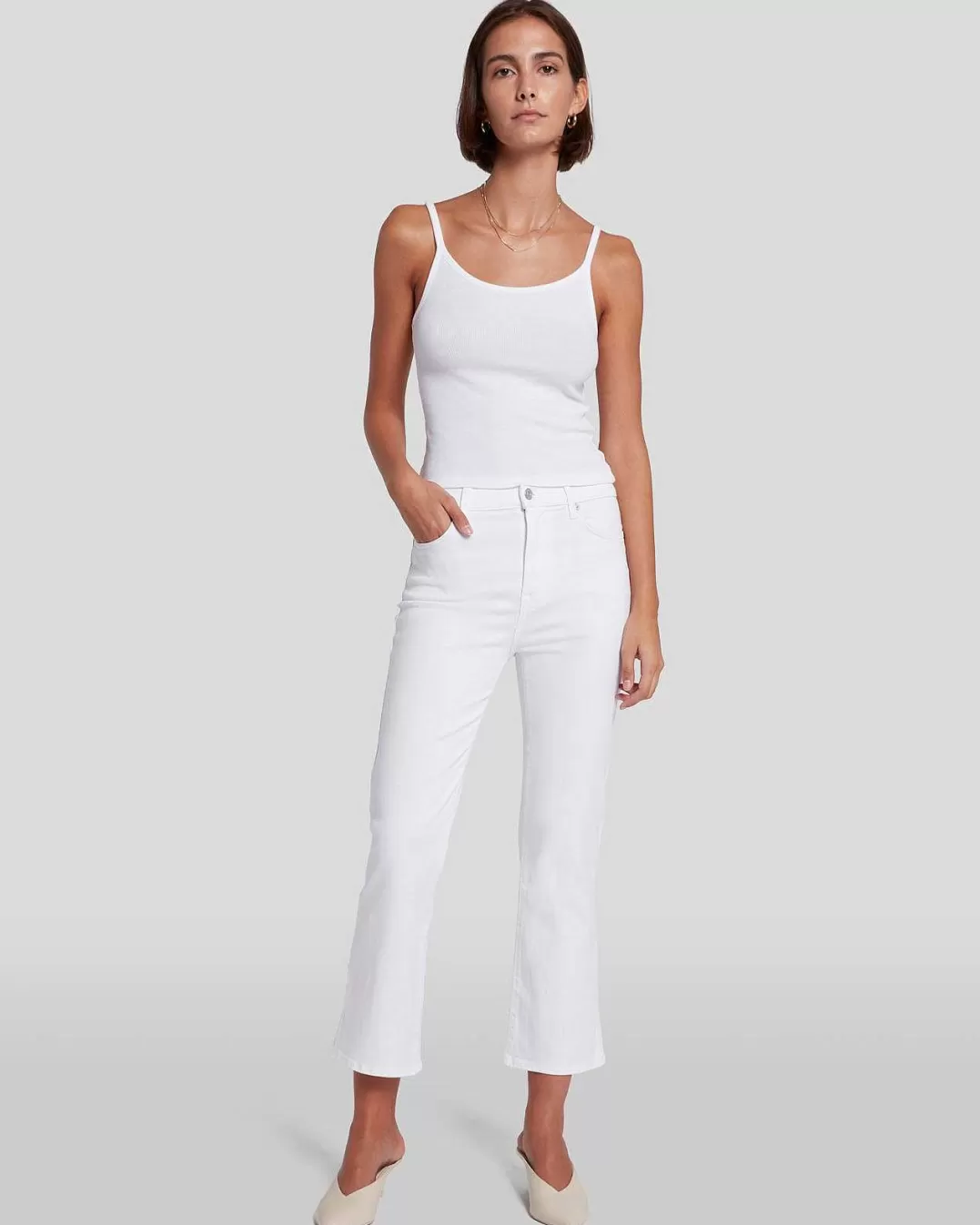 7 For All Mankind Jeans*Slim Illusion Taille Haute Slim Kick In Blanc Luxueux