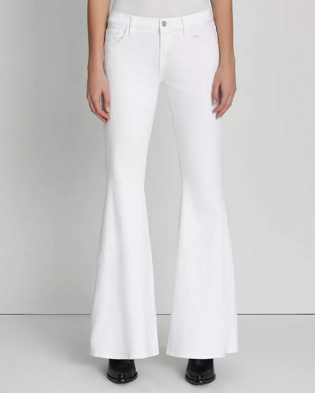 7 For All Mankind Jeans*Taille Basse Evasee Blanc Brillant