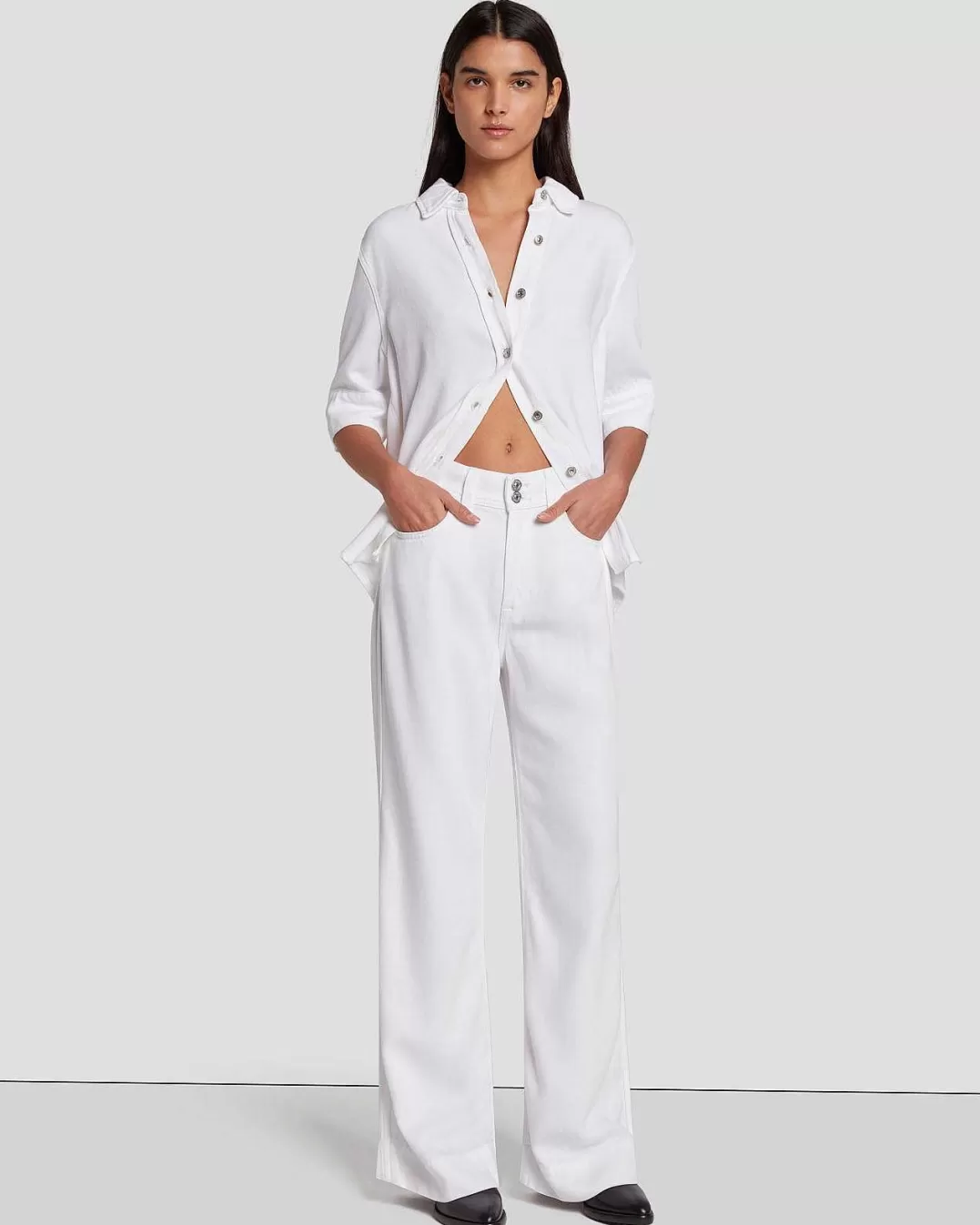 7 For All Mankind Jeans*Tailleur Denim Lustre Modern Dojo In Blanc Brillant