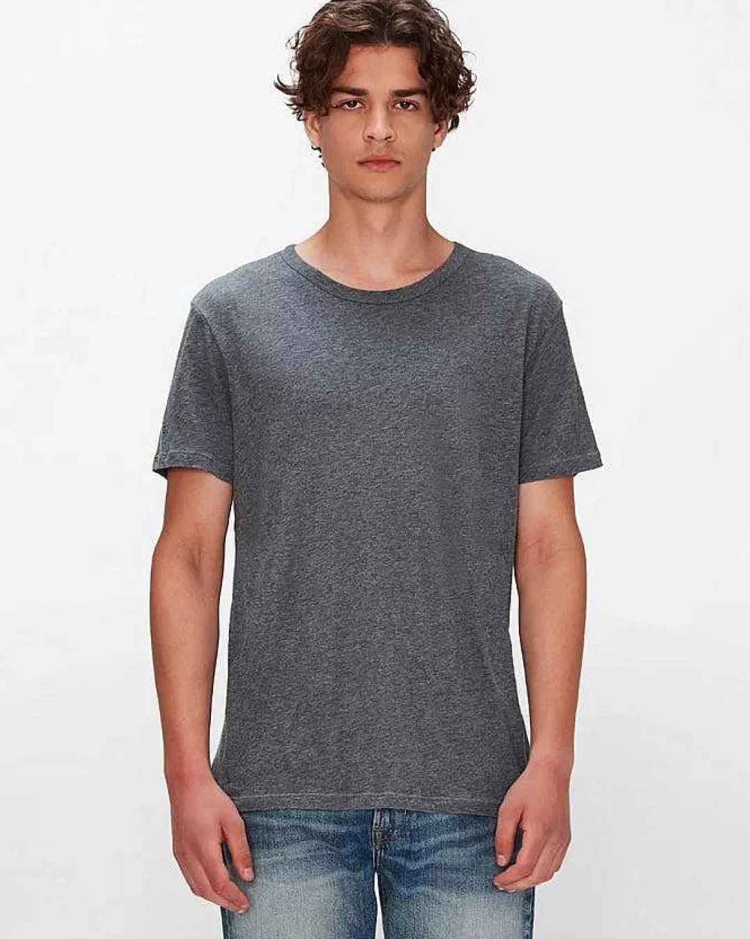 7 For All Mankind Chemises*T-Shirt En Coton Leger Gris Chine