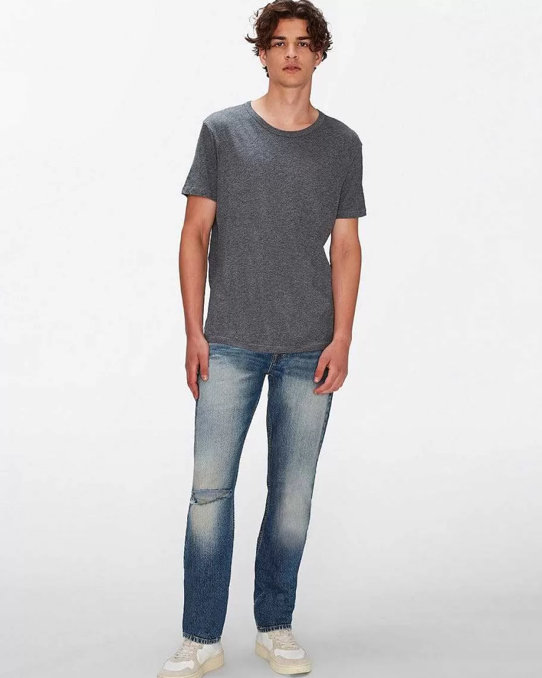 7 For All Mankind Chemises*T-Shirt En Coton Leger Gris Chine