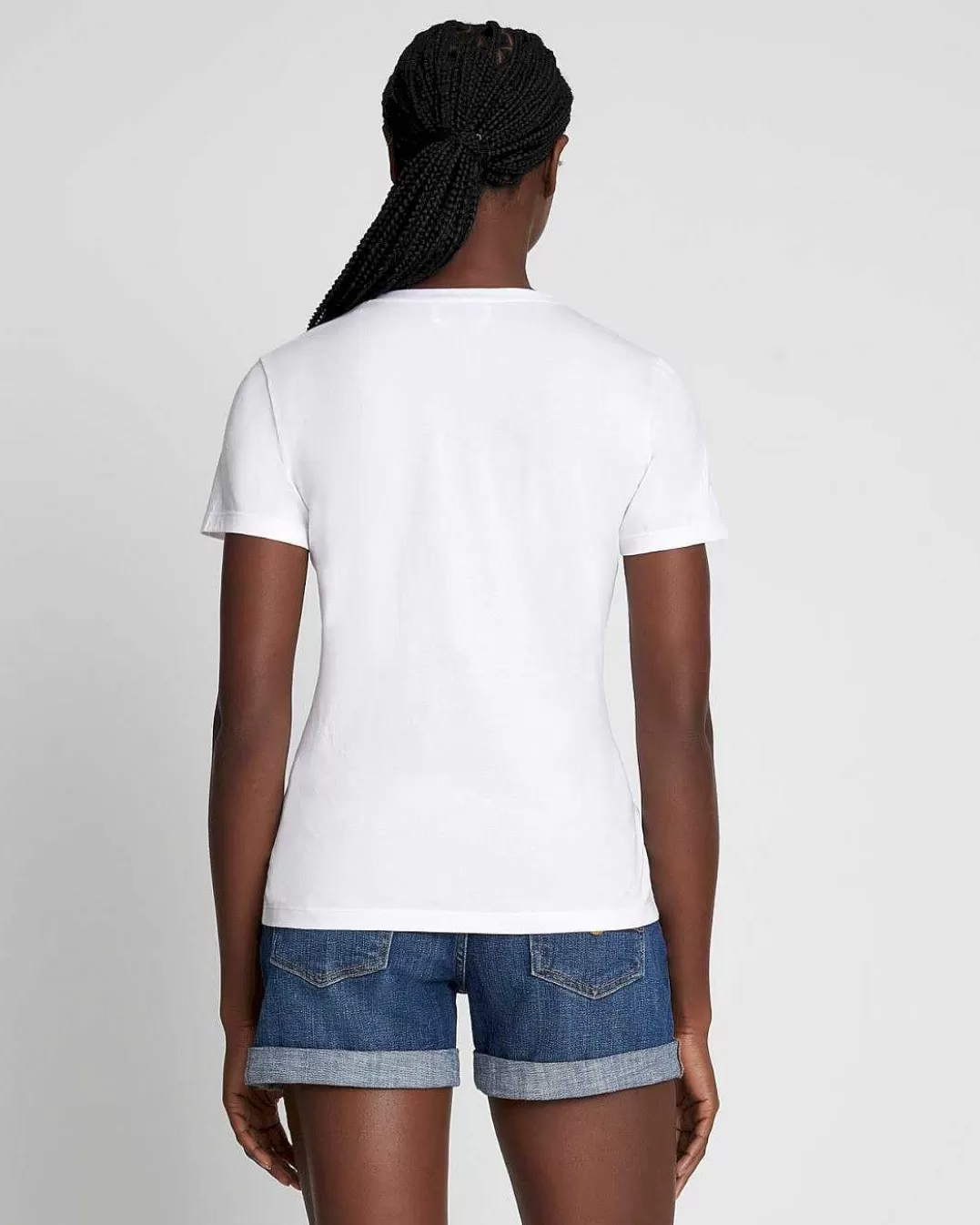 7 For All Mankind Hauts*T-Shirt Facile A Col En V En Coton Pima Blanc Optique