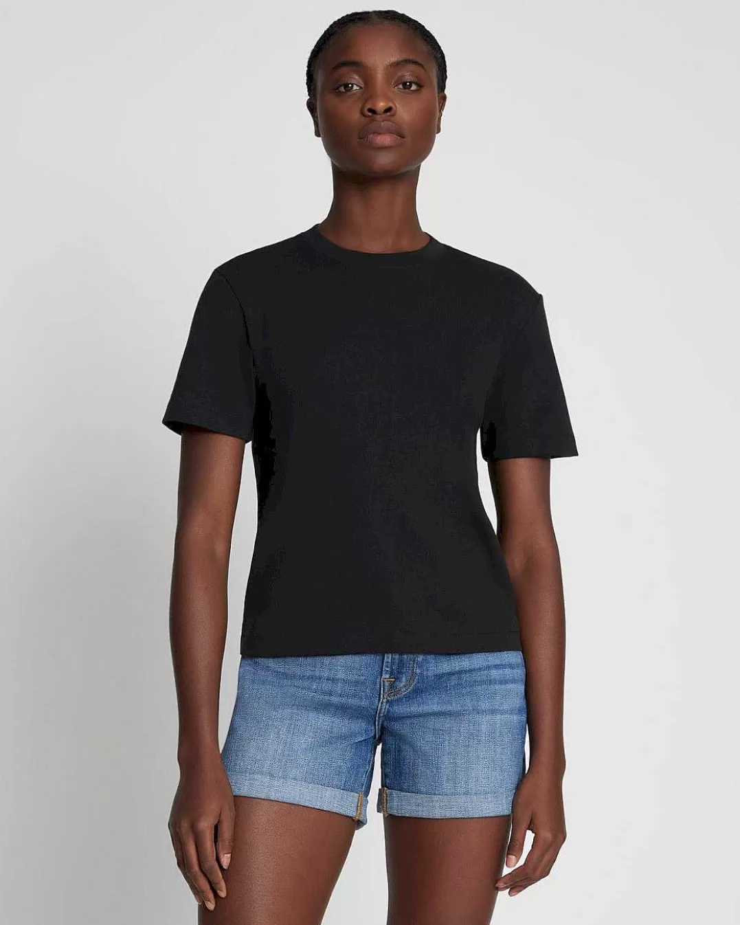 7 For All Mankind Hauts*T-Shirt Ras Du Cou Au Quotidien Noir