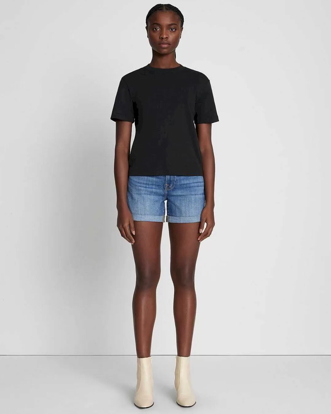 7 For All Mankind Hauts*T-Shirt Ras Du Cou Au Quotidien Noir