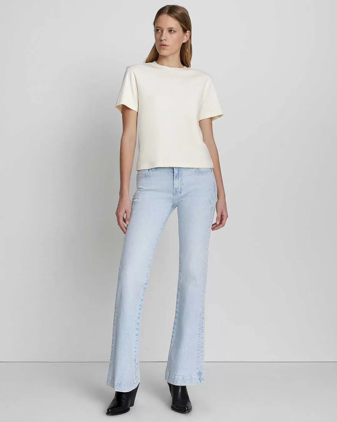 7 For All Mankind Hauts*T-Shirt Ras Du Cou Au Quotidien Blanc Antique