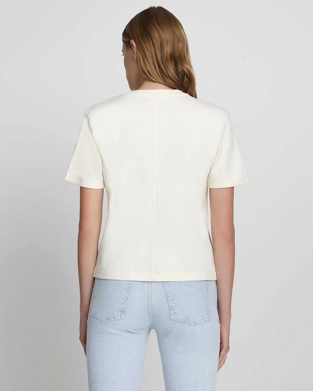 7 For All Mankind Hauts*T-Shirt Ras Du Cou Au Quotidien Blanc Antique