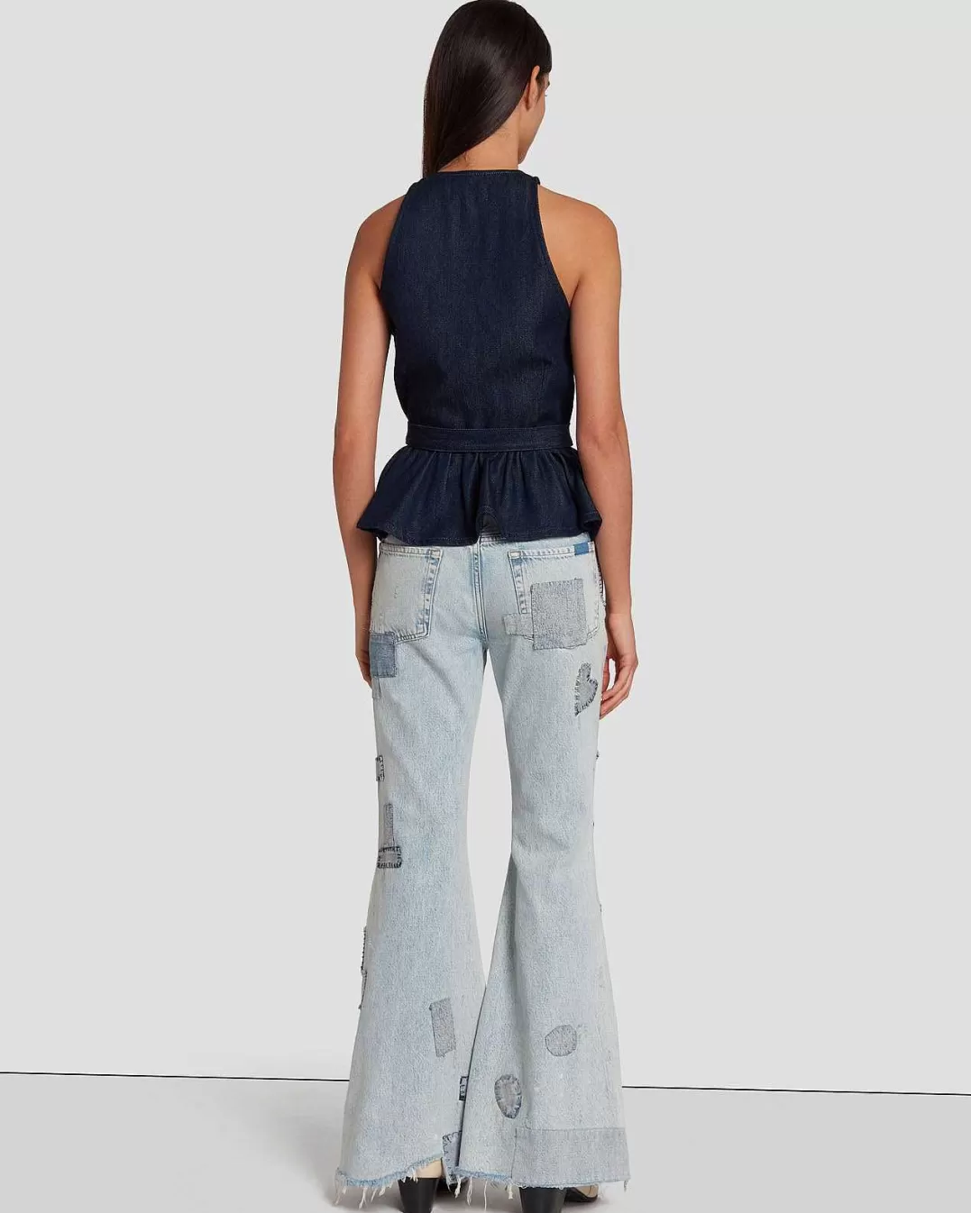 7 For All Mankind Jeans*Veste Ajustee En Denim Lustre Rincage Fonce